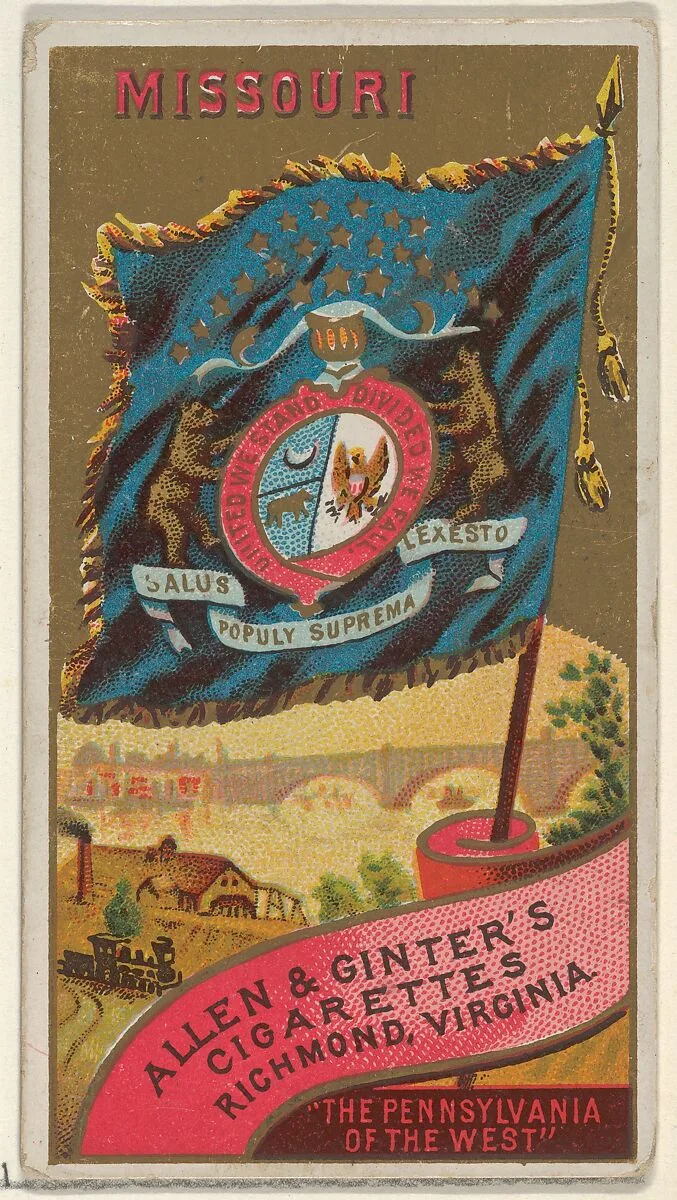 Missouri, from Flags of the States and Territories (N11) for Allen & Ginter Cigarettes Brands — Allen & Ginter