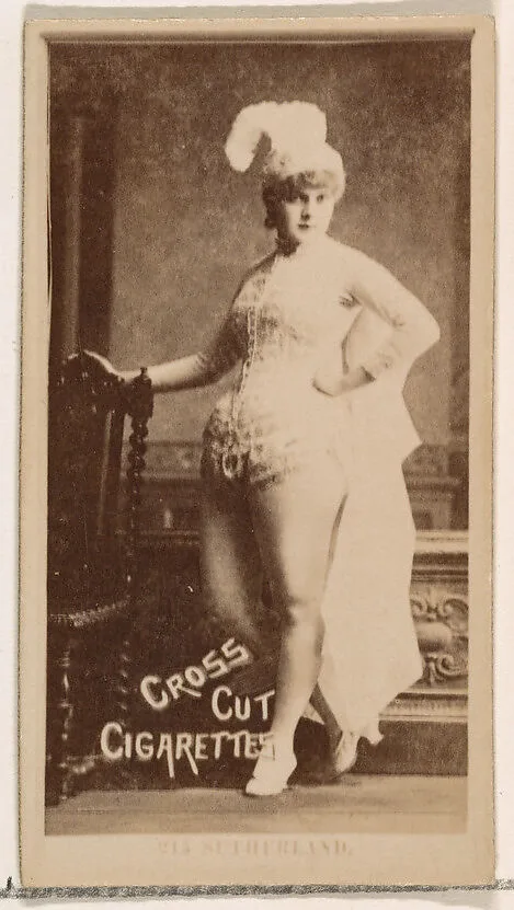 Card Number 215, Sutherland, from the Actors and Actresses series (N145-2) issued by Duke Sons & Co. to promote Cross Cut Cigarettes — W. Duke, Sons & Co.