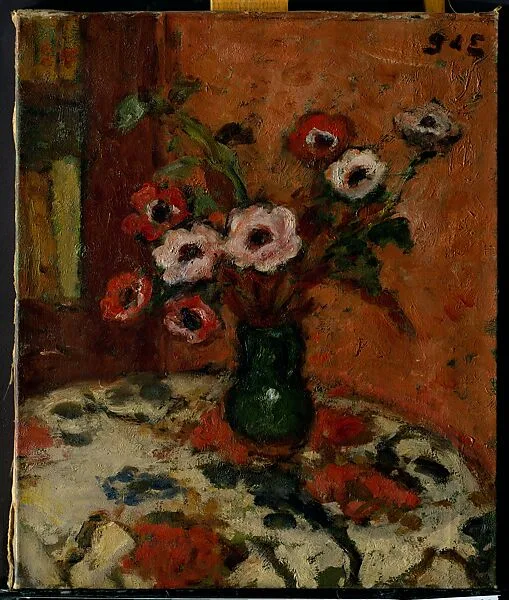 Anemones on a Flowered Tablecloth — Georges d'Espagnat