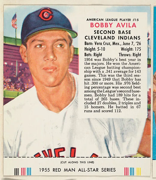 Bobby Avila, from the Major League Baseball series (T235), issued by Red Man Chewing Tobacco — Red Man Chewing Tobacco