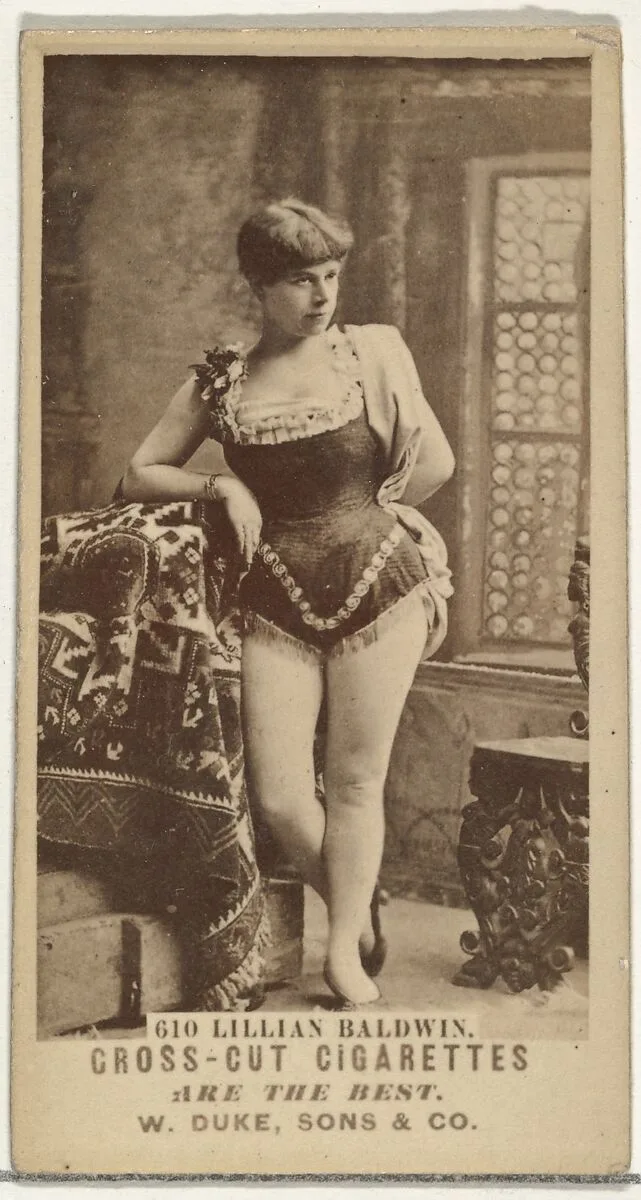 Card Number 610, Lillian Baldwin, from the Actors and Actresses series (N145-3) issued by Duke Sons & Co. to promote Cross Cut Cigarettes — W. Duke, Sons & Co.