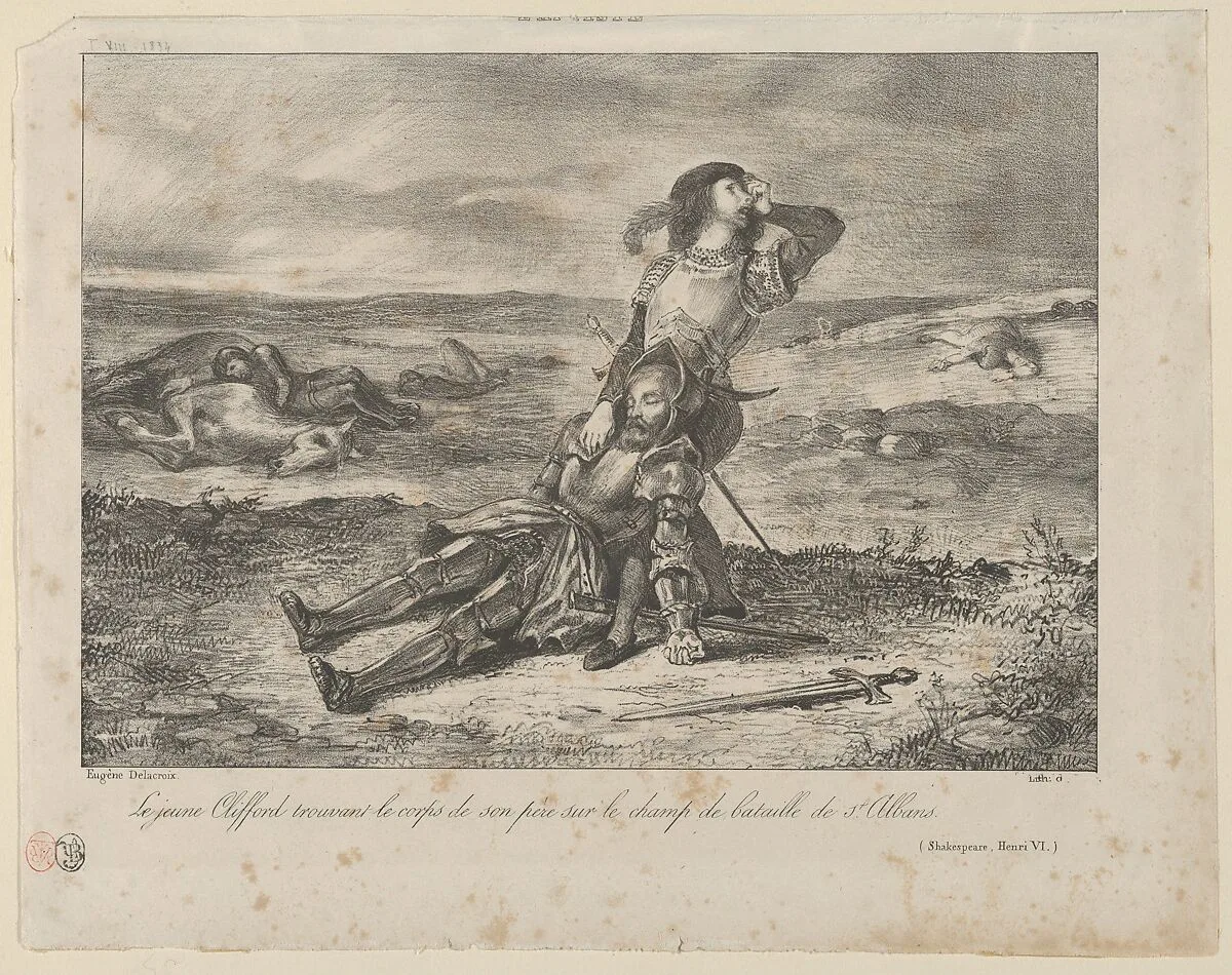Young Clifford Finding the Body of his Father, from "L'Artiste" — Eugène Delacroix|L'Artiste