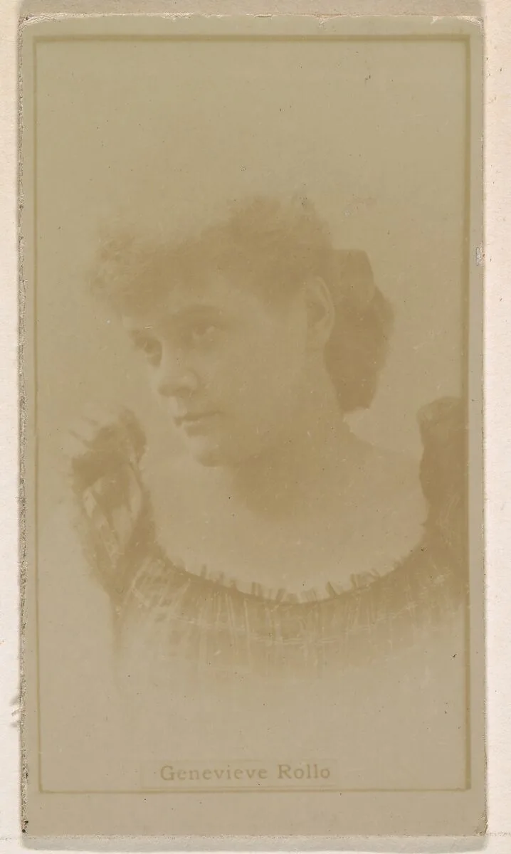 Genevieve Rollo, from the Actresses series (N245) issued by Kinney Brothers to promote Sweet Caporal Cigarettes — Kinney Brothers Tobacco Company