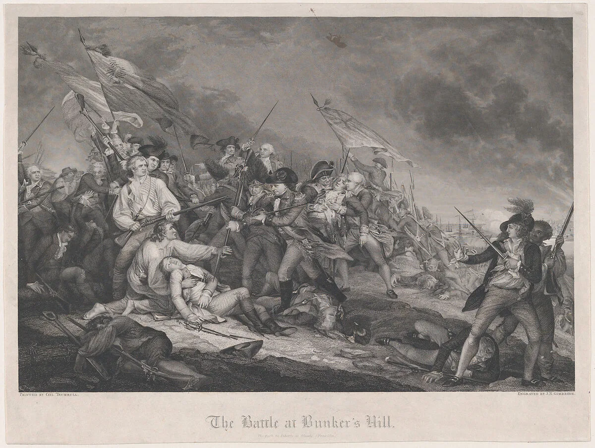The Battle at Bunker's Hill (June 17, 1775) — Joseph Napoleon Gimbrede|John Trumbull|Joseph Warren