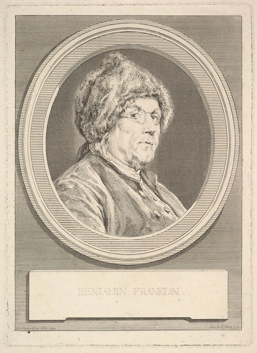 Portrait of Benjamin Franklin — Augustin de Saint-Aubin|Charles Nicolas Cochin II