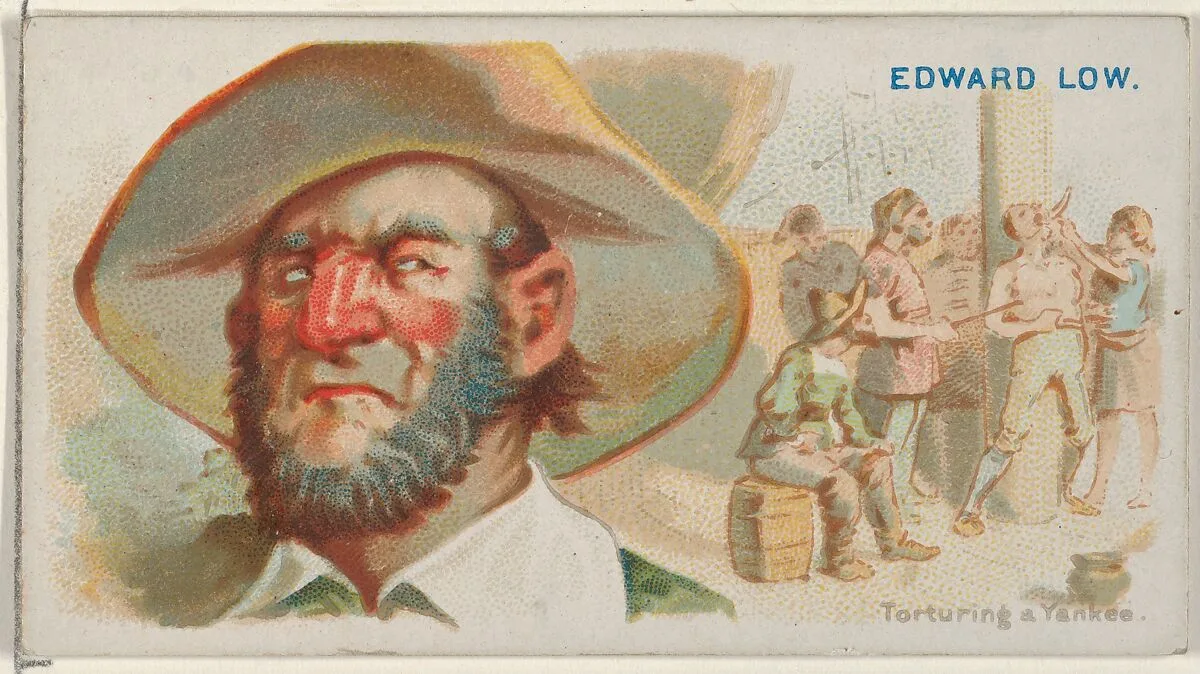 Edward Low, Torturing a Yankee, from the Pirates of the Spanish Main series (N19) for Allen & Ginter Cigarettes — George S. Harris & Sons|Allen & Ginter