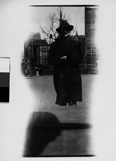 [Hanns Skolle in Overcoat and Hat, Union Square, New York City]