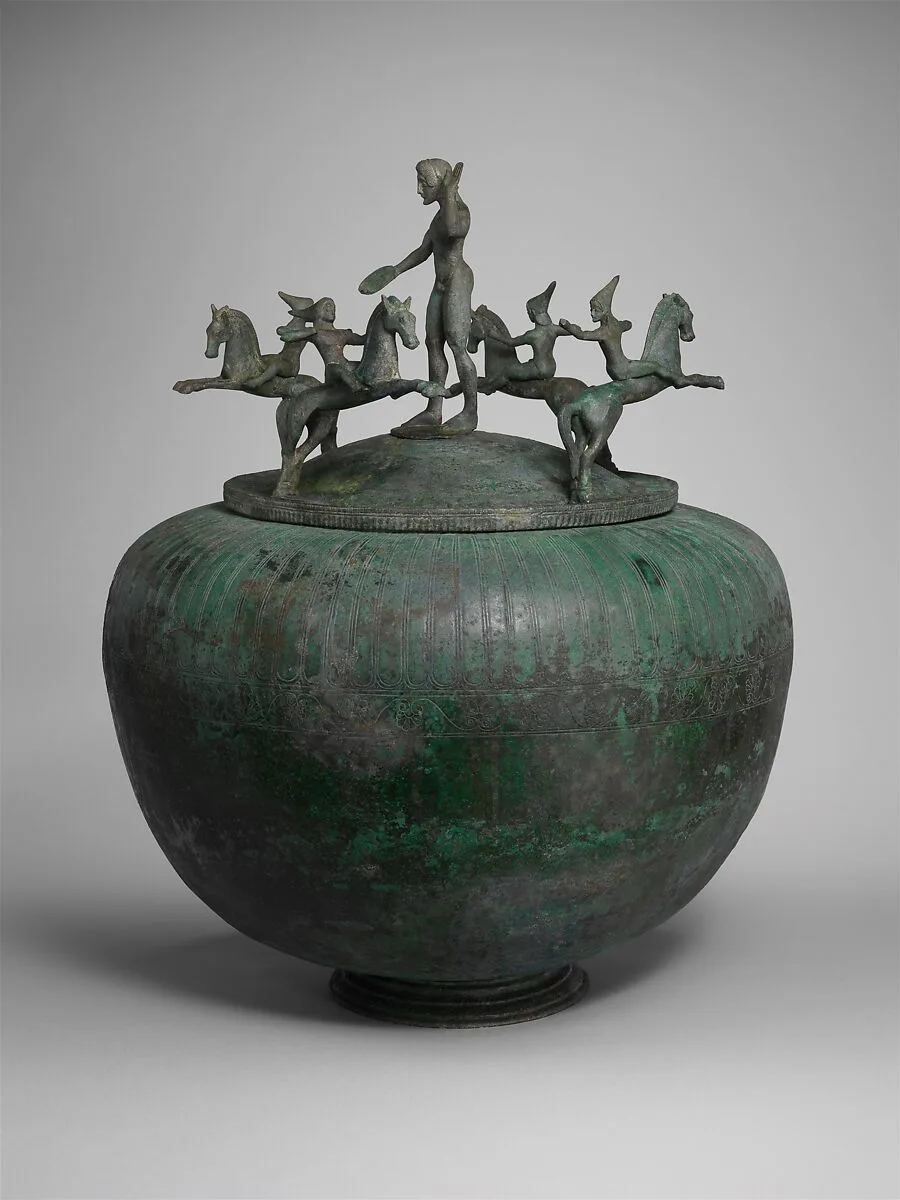 Bronze cinerary urn with lid — Unknown