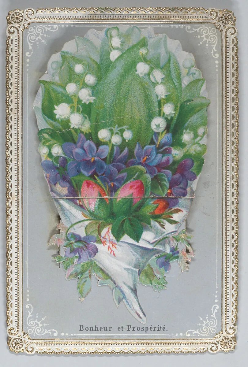 Valentine - Mechanical bouquet, baby boy bunting — Anonymous, British, 19th century