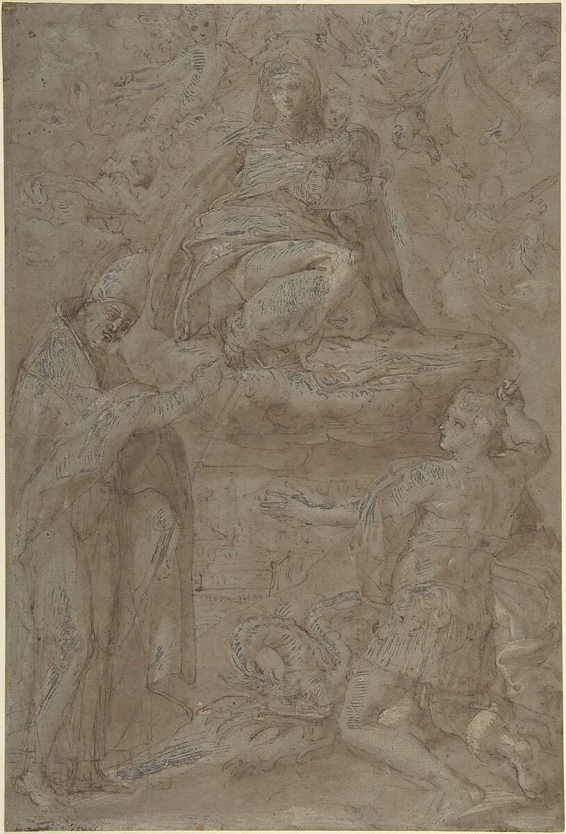 Madonna in Glory with Two Saints — Anonymous, Italian, late 16th century