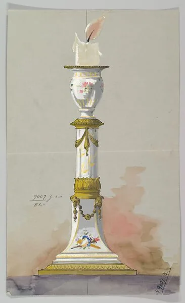 Design for a Porcelain Candlestick with Metal (?) Elements — Anonymous, Czech, early 20th century