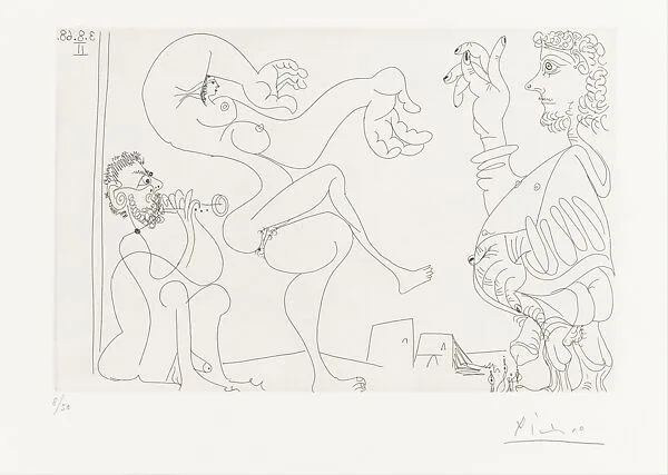 Belly Dancer with a Stout Spectator, from 347 Suite — Pablo Picasso|Aldo and Piero Crommelynck|Galerie Louise Leiris