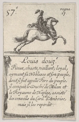 Louis douz.-e / Pieux, chaste..., from 'Game of the Kings of France' (Jeu des Rois de France)