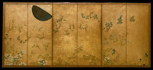 俵屋宗達工房 月に秋草図屏風|Moon and Autumn Grasses