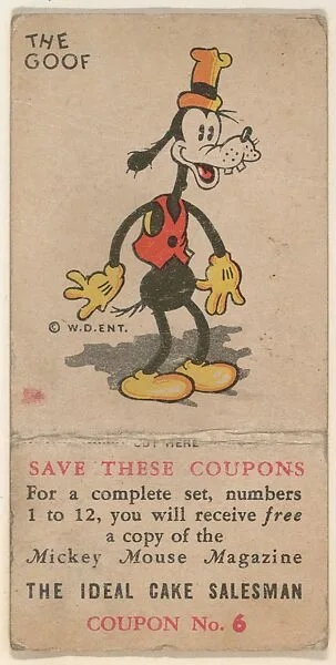 The Goof, bakery card from the Mickey Mouse series (D53), issued by Ideal Cake — Ideal Cake