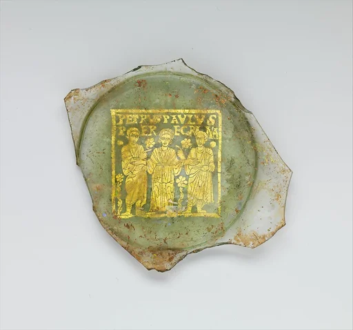 Plate Base with Peregrina between Saints Peter and Paul
