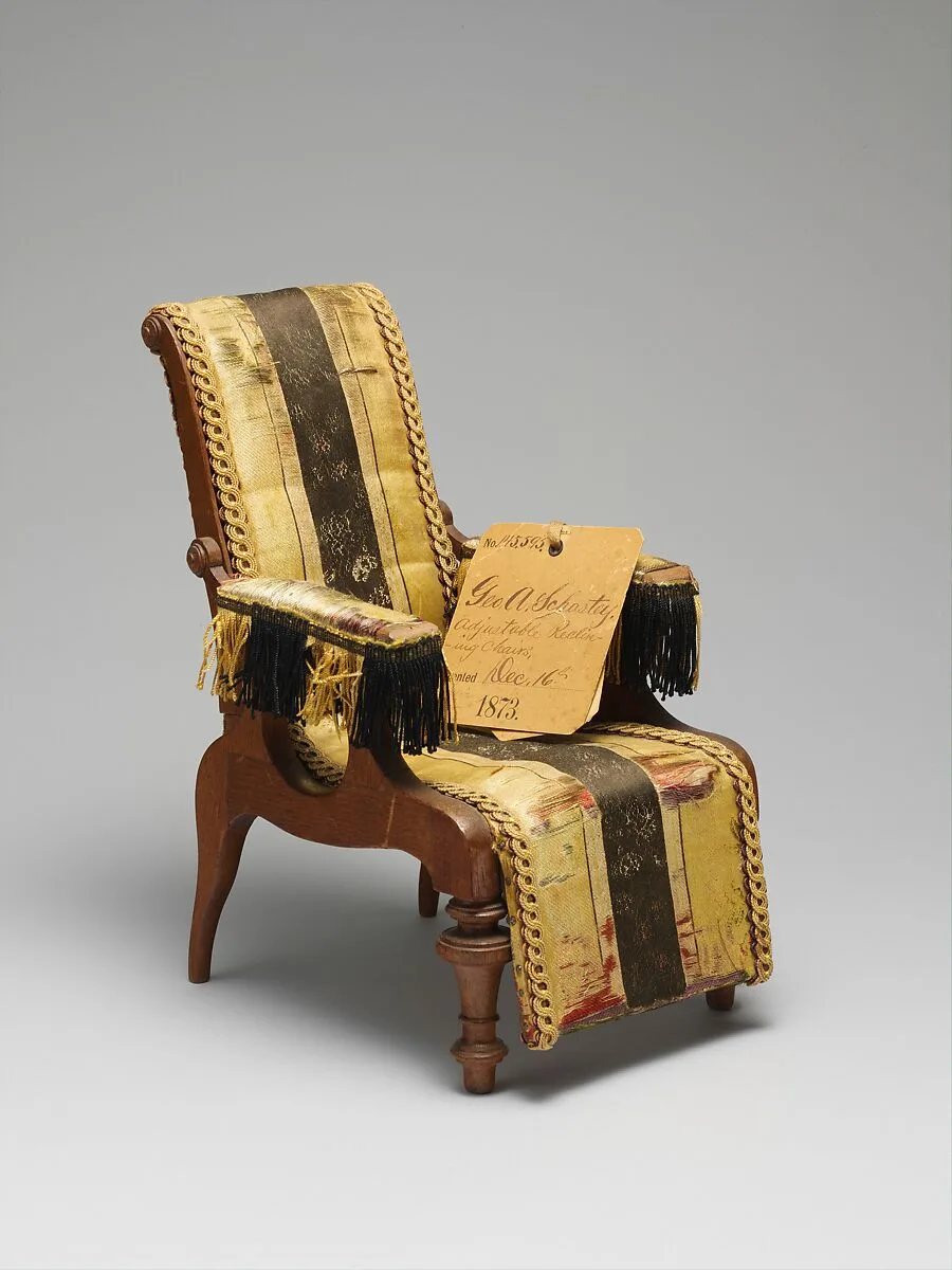 Patent model for adjustable reclining chairs — George A. Schastey