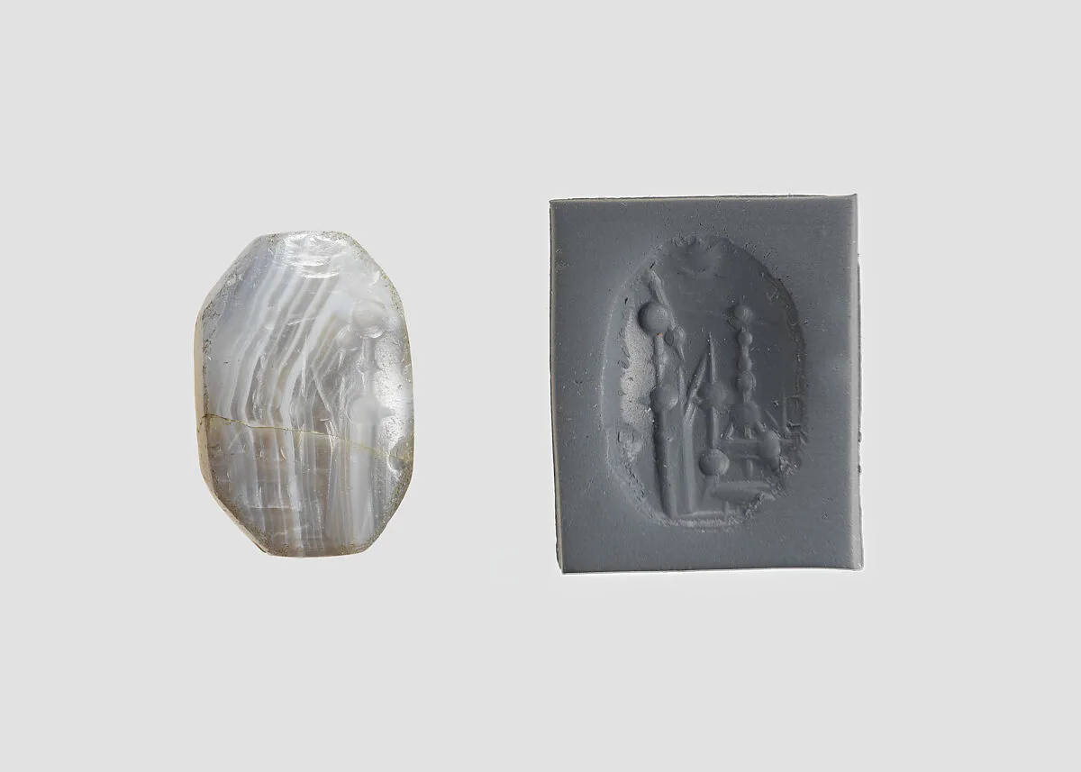 Stamp seal (octagonal pyramid) with cultic scene — Unknown