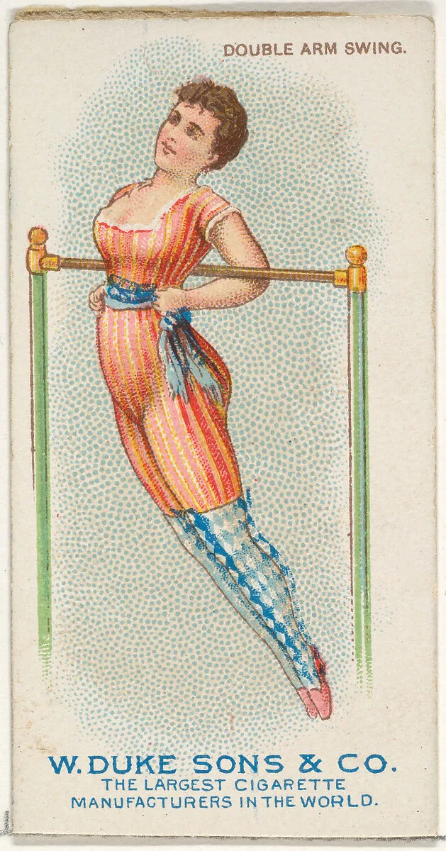 Double Arm Swing, from the Gymnastic Exercises series (N77) for Duke brand cigarettes — W. Duke, Sons & Co.
