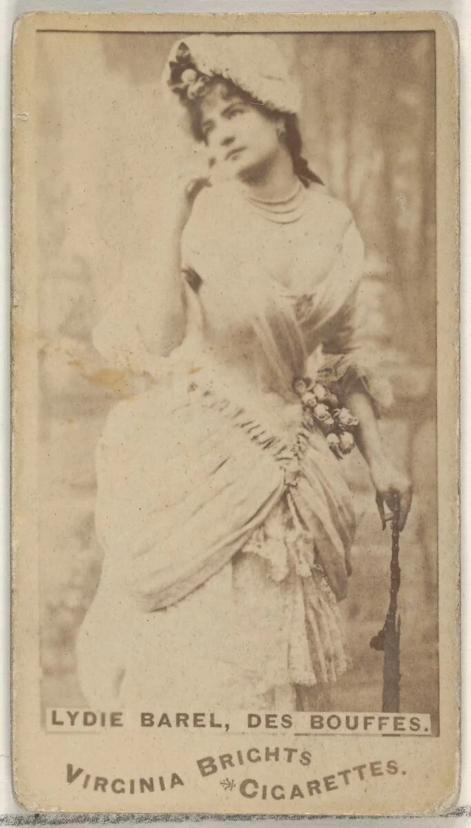Lydie Barel, Des Bouffes, from the Actors and Actresses series (N45, Type 1) for Virginia Brights Cigarettes — Allen & Ginter