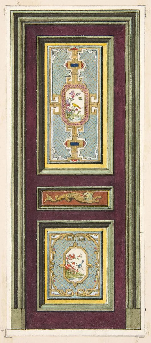 Design for the decoration of a door with Chinese motifs — Jules-Edmond-Charles Lachaise|Eugène-Pierre Gourdet