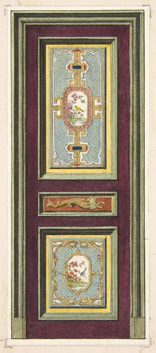 Design for the decoration of a door with Chinese motifs
