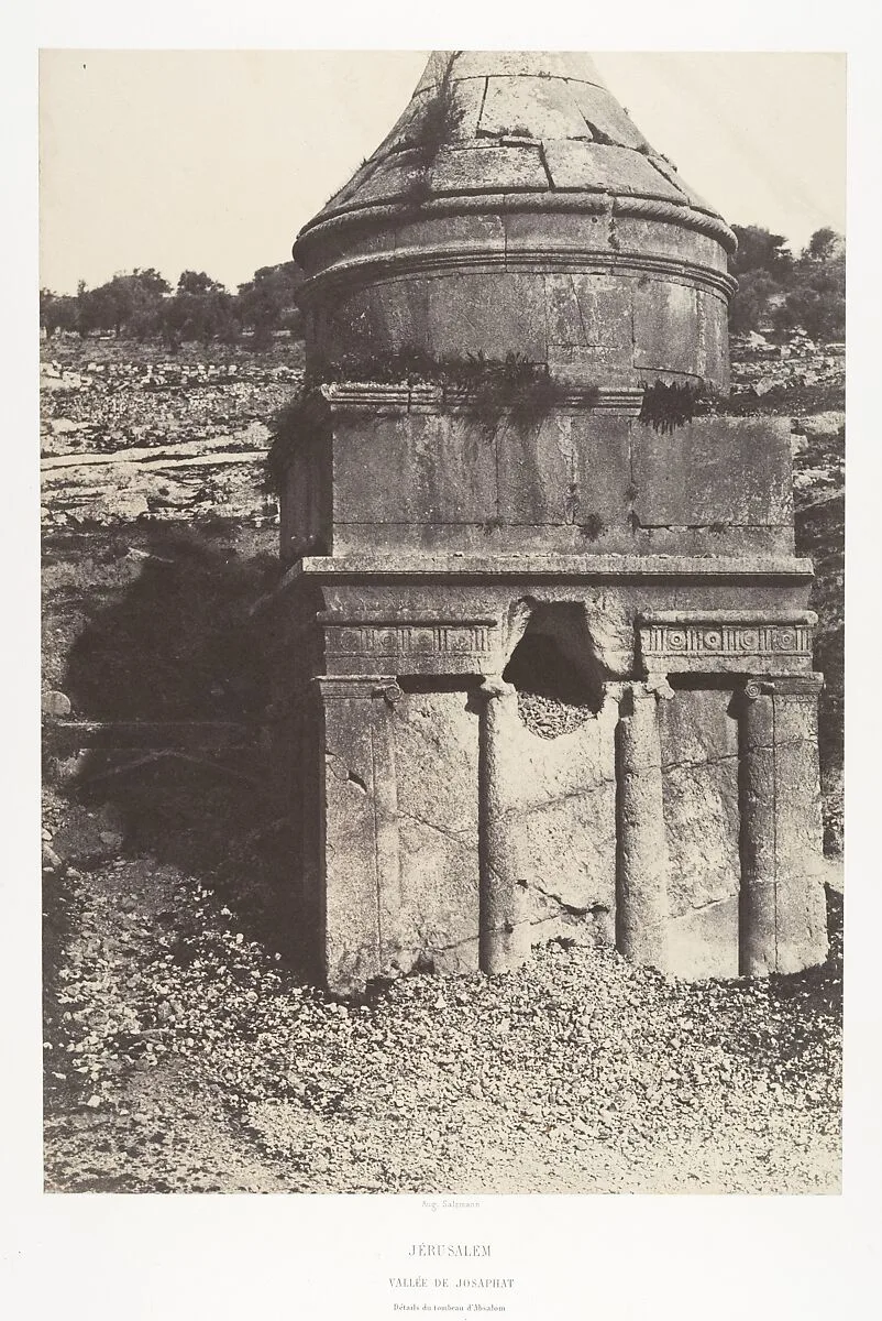 Jérusalem, Vallée de Josaphat, Détails du Tombeau d'Absalom — Auguste Salzmann|Imprimerie photographique de Blanquart-Évrard, à Lille