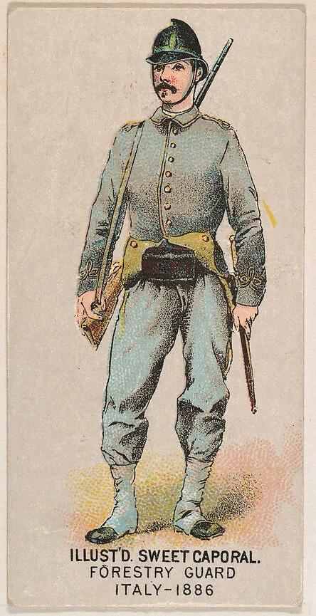 Forestry Guard, Italy, 1886, from the Military Series (N224) issued by Kinney Tobacco Company to promote Sweet Caporal Cigarettes — Kinney Brothers Tobacco Company