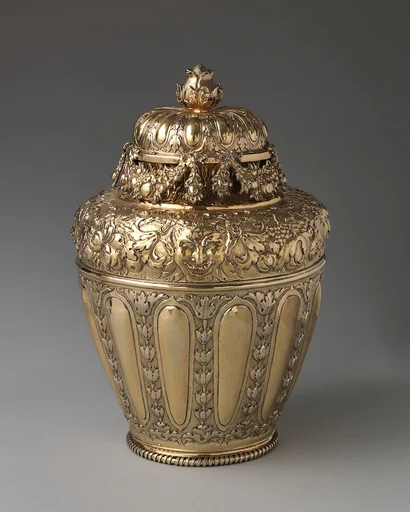 Vase with cover (one of a pair)