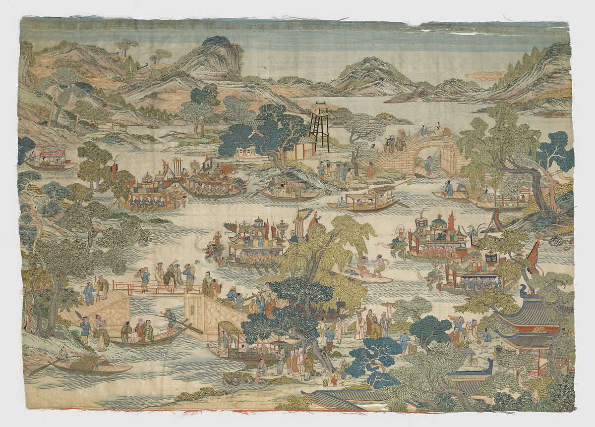 清 緙絲龍舟競渡圖|Dragon-boat festival performance — Unidentified artist