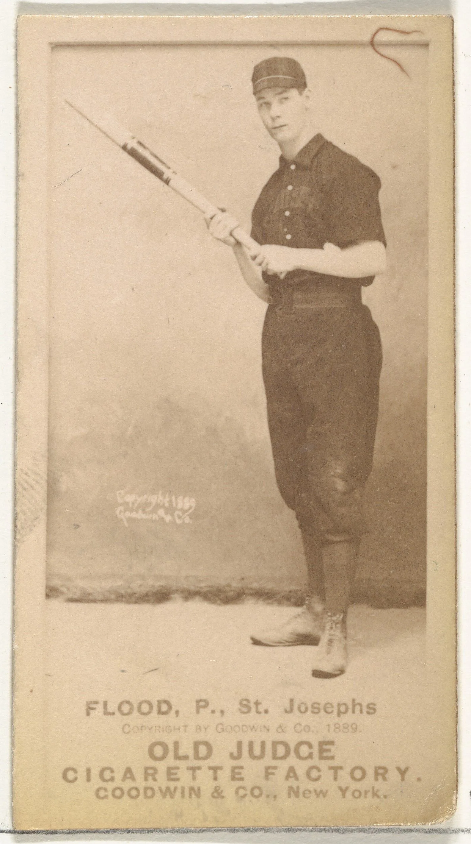 Thomas J. Flood, Pitcher, St. Joseph Clay Eaters, from the Old Judge series (N172) for Old Judge Cigarettes — Goodwin & Company