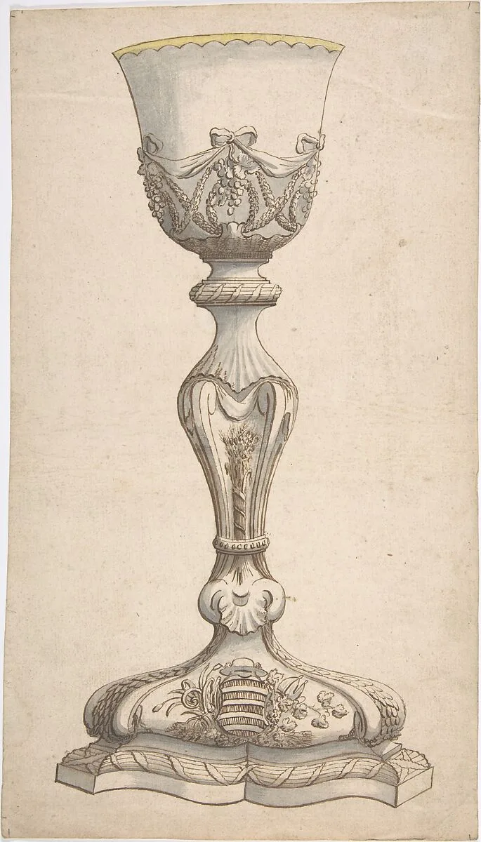 Design for Chalice with Arms of Jean-François Paul LeFevre de Caumartin, Bishop of Vannes — Anonymous, French, 18th century