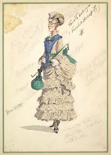 Costume Design for 'Fourth Ballet Girl (Fraülein Hochspitz)' (in long beige gown)