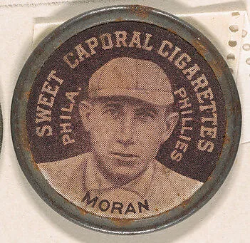 Moran, Philadelphia Phillies (black), from the Domino Discs series (PX7), issued by Kinney Brothers — Kinney Brothers Tobacco Company