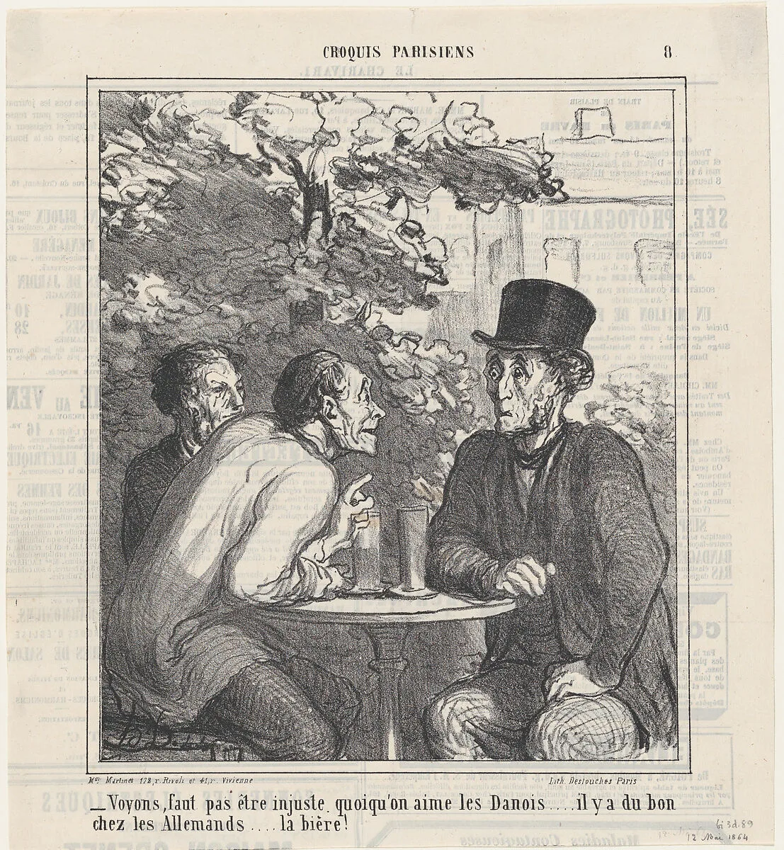 We shouldn't be unfair..., from 'Parisian sketches,' published in Le Charivari, May 12, 1864 — Destouches|Honoré Daumier|Aaron Martinet