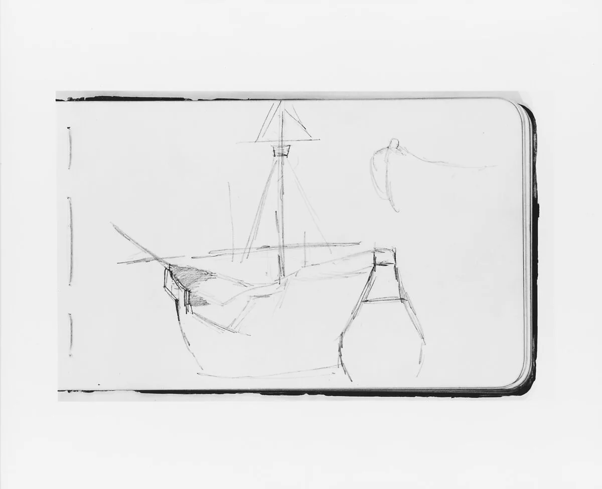 Sketch of a Ship for the Landing of Columbus (from Sketchbook) — Albert Bierstadt