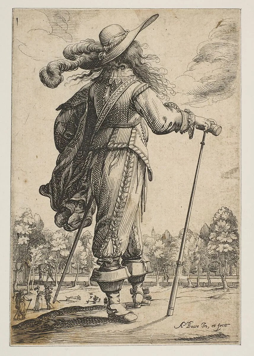 A Man Seen from the Back Leaning on a Croquet Mallet (Le Jouer de mail) — Abraham Bosse