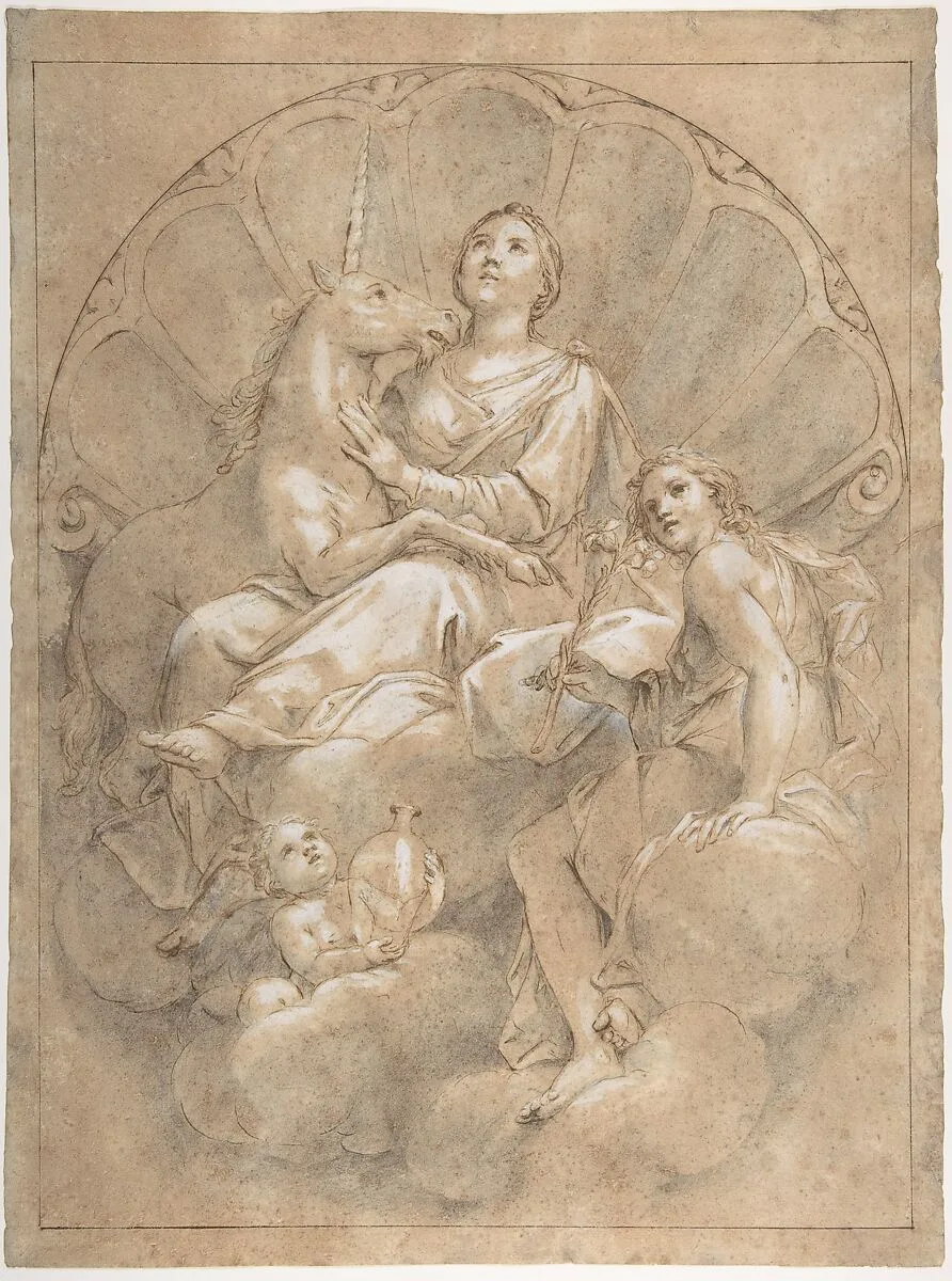 Allegorical Figure of Purity with a Unicorn — Marcantonio Franceschini