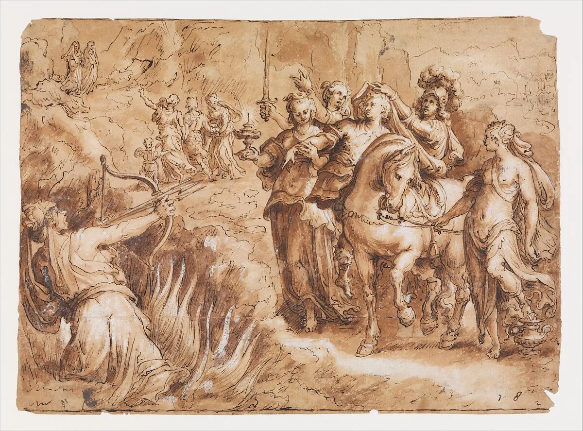 Allegory of the Course of Human Life (Choosing Virtue) — Paolo Veronese (Paolo Caliari)|Jan van der Straet, called Stradanus