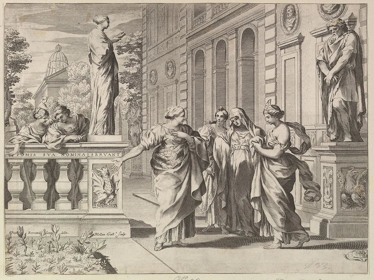 Allegory in Honor of the Roman College Founded by the Borghese Family — Claude Mellan|Pietro da Cortona (Pietro Berrettini)