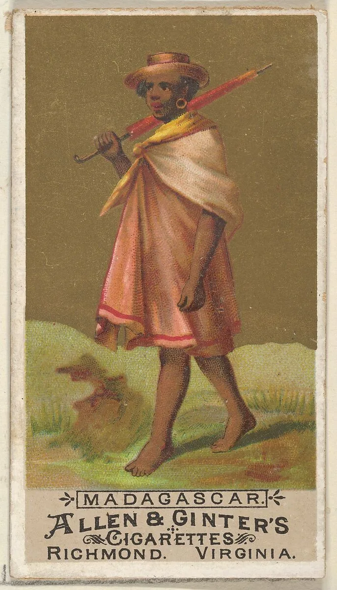 Madagascar, from the Natives in Costume series (N16) for Allen & Ginter Cigarettes Brands — Allen & Ginter