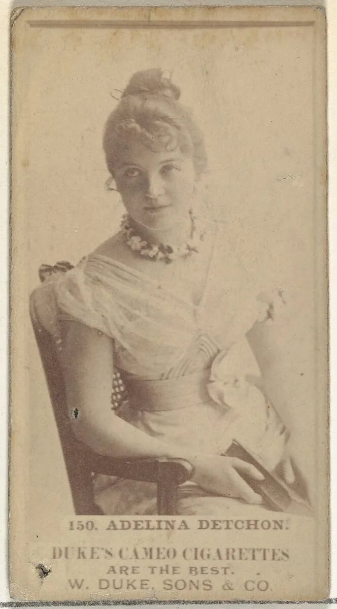 Card Number 150, Adelina Detchon, from the Actors and Actresses series (N145-5) issued by Duke Sons & Co. to promote Cameo Cigarettes — W. Duke, Sons & Co.