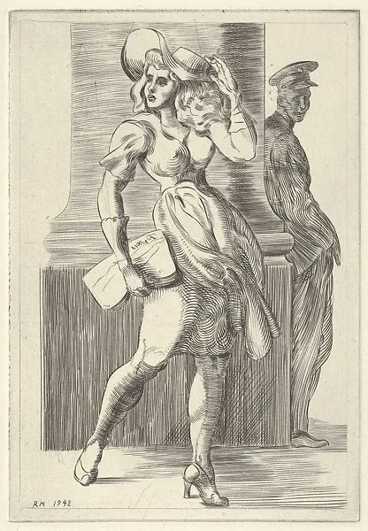 Girl Walking–Pillar–Soldier — Reginald Marsh