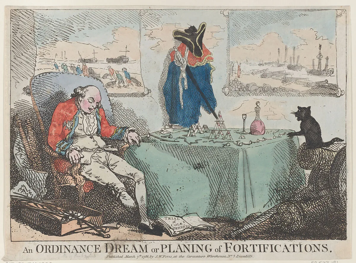 An Ordinance Dream or Planning of Fortifications — Thomas Rowlandson|S. W. Fores|Charles Lennox, 3rd Duke of Richmond, 3rd Duke of Lennox, 3rd Duke of Aubigny