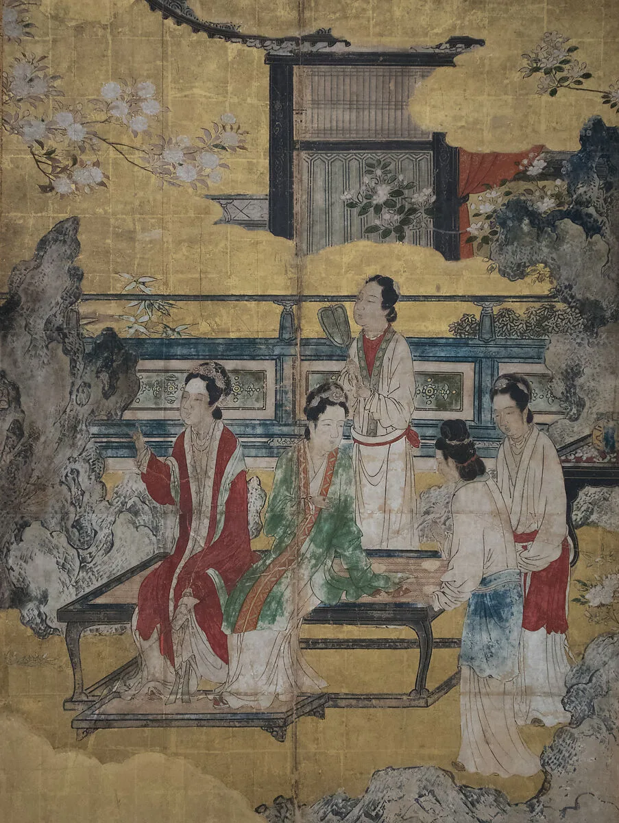 伝狩野永徳筆 唐美人図|Chinese Women in a Palace Garden — Kano Eitoku