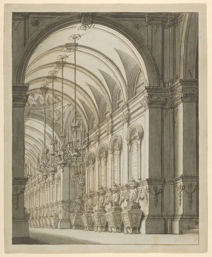 Vaulted Hall with Candelabra