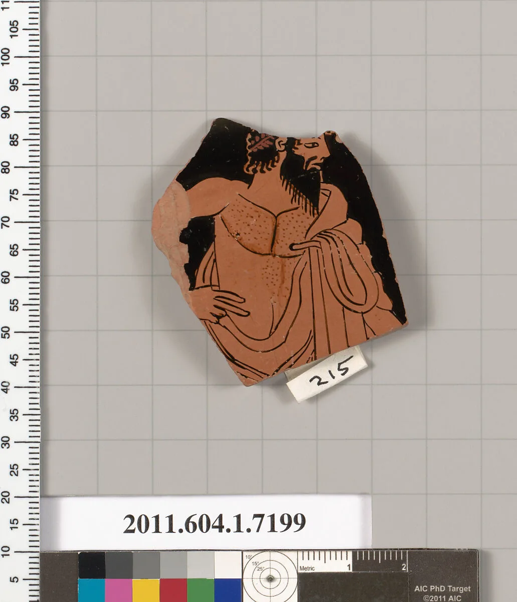 Terracotta fragment of a kylix (drinking cup) — Makron