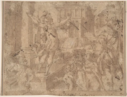 Young Soldier Showing a Head to the Populace (David?)