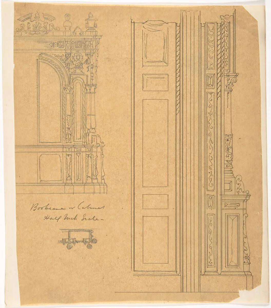 Bookcase of Cabinet Design — Anonymous, British, 19th century
