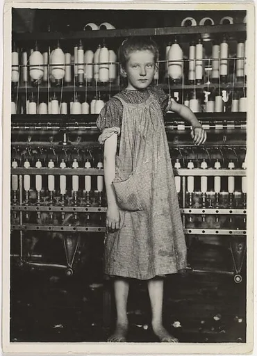 Addie Card, 12 years. Spinner in North Pownal Cotton Mill. Girls in mill say she is ten years. She admitted to me she was twelve; that she started during school vacation and now would "stay". Location: Vermont